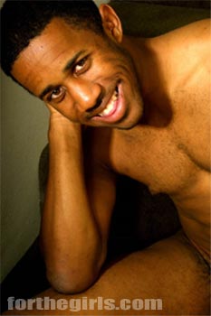 Pic: Naked ebony hunk Andre has a gorgeous smile.