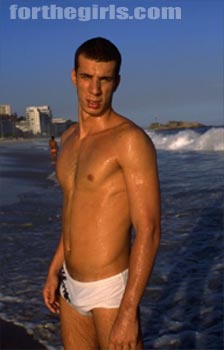 Pic: Buff beefcake hunk Antony shows his stuff at the beach.